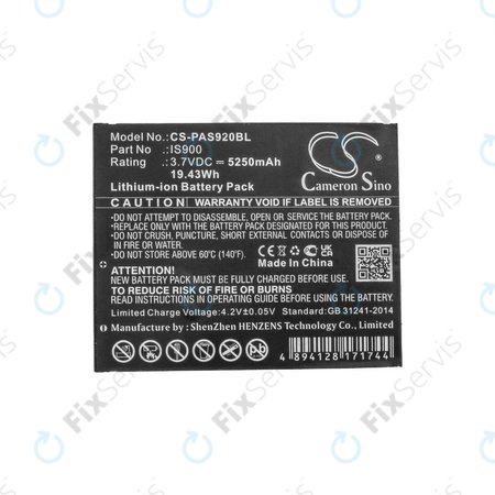 Batéria pre Pax A920, A920c, 5250mAh, Li-Ion, 3.7V, IS900, HQ