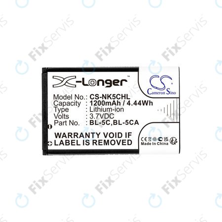 Batéria pre Nokia 1208, 1110, 2310, 1200mAh, Li-Ion, 3.7V, BL-5C, HQ