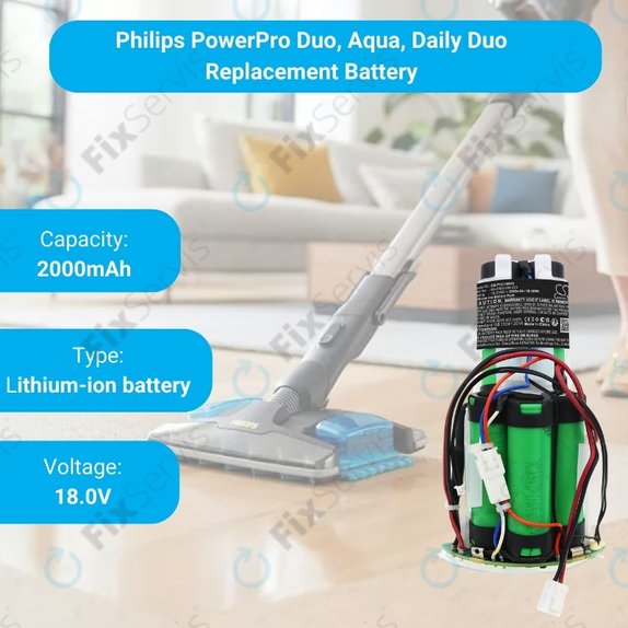 Philips PowerPro Duo, Aqua, Daily Duo - Batéria 69-2008-009-223 Li-Ion 18V 2000mAh HQ