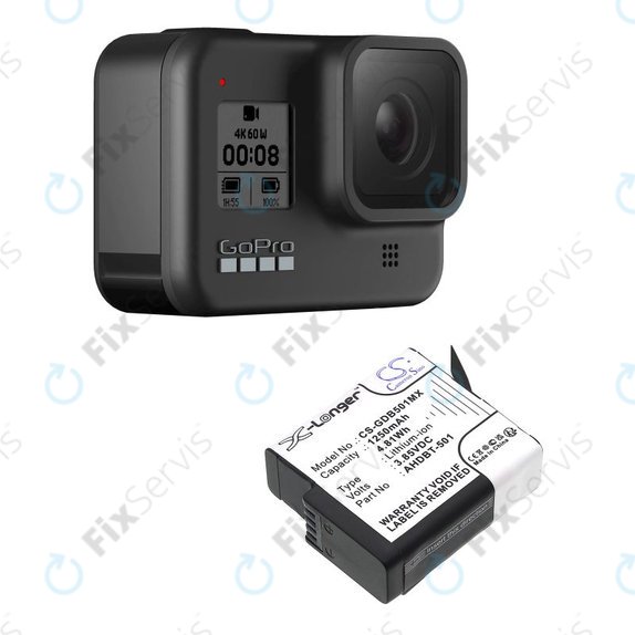 Batéria pre GoPro Hero 8, Hero 6, 1250mAh, Li-Ion, 3.85V, AHDBT-501, HQ