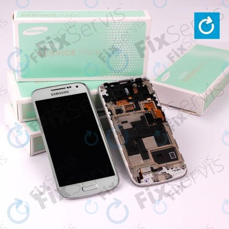 Samsung Galaxy S4 Mini i9195 - LCD Displej + Dotykové Sklo + Rám (White Frost) - GH97-14766B Genuine Service Pack