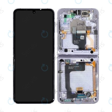 Samsung Galaxy Z Flip 4 F721B - LCD Displej + Dotykové Sklo + Rám (Bora Purple) - GH82-29440B, GH82-30239B, GH82-29441B, GH82-30238B Genuine Service Pack
