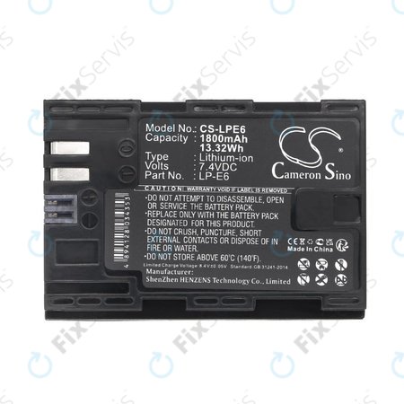 Batéria pre Canon EOS 60D, 5D Mk II, 7D, 1800mAh, Li-Ion, 7.4V, LP-E6, HQ