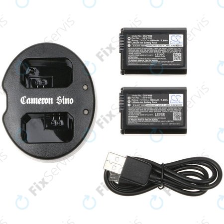 Batéria 2ks s nabíjačkou pre Sony NEX-5, Alpha 7, NEX-7, 1030mAh, Li-Ion, 7.4V, NP-FW50, HQ