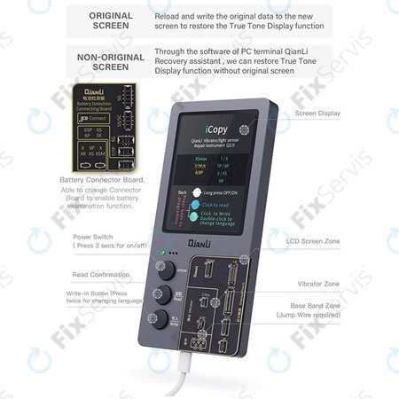 QianLi iCopy Plus 2.2 - True Tone, Light Sensor, Vibration Programmer & Battery Tester (iPhone 7 - 11 Pro Max)