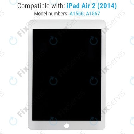 Apple iPad Air 2 - LCD Displej + Dotykové Sklo (White) Refurbished