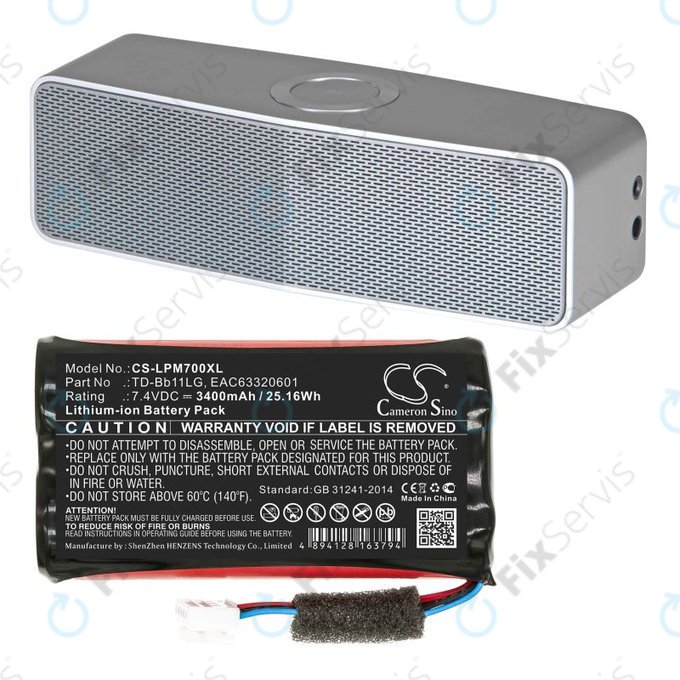 Batéria pre LG Music Flow P7, Xboom Go PK7, 3400mAh, Li-Ion, 7.4V, TD-Bb11LG, HQ