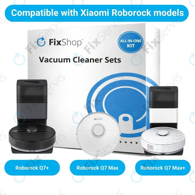 Sada náhradných dielov pre Xiaomi Roborock Q7+, Q7 Max, Q7 Max+ (2x Hlavná kefa, 4x Filter, 4x Bočná kefa - Biela)