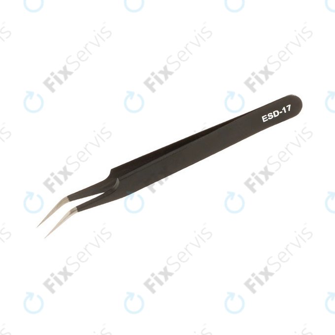 Vetus ESD-17 - Antistatická Kovová Pinzeta s Prehnutou Špičkou (115mm)