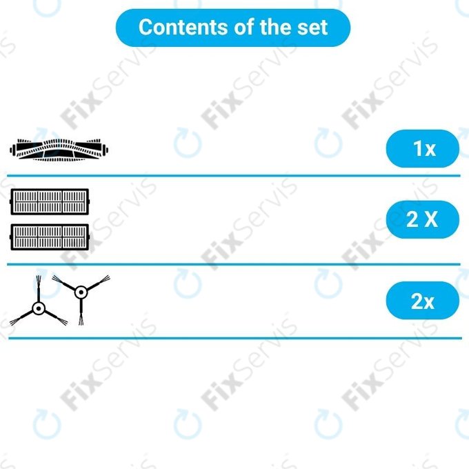 Sada náhradných dielov pre Xiaomi Dreame Bot L10 Pro, D9, D9 Pro, D9 Max, Trouver LDS (1x Hlavná kefa, 2x Filtre, 2x Bočné kefy)