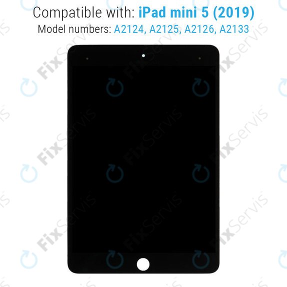 LCD Displej pre iPad Mini 5, Black, Dotykové sklo bez rámu, Refurbished