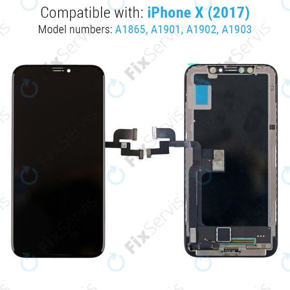 Displej Hard OLED pre iPhone X, Dotykové sklo s rámom, FixPremium