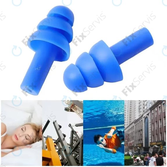 Mäkké silikónové štuple do uší, modré, pár
