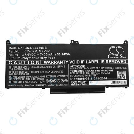 Batéria pre Dell Latitude 13 7300, 14 7400, 7400mAh, Li-Pol, 7.6V, 05VC2M, HQ