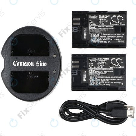 Batéria 2ks s nabíjačkou pre Canon EOS 5D Mark II, EOS 7D, 2000mAh, Li-Ion, 7.4V, LP-E6, HQ