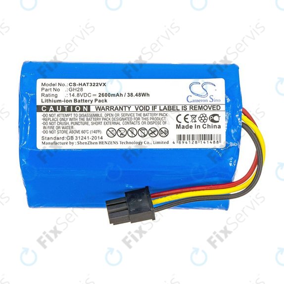 Batéria pre Fomt R620c, Haier T322, J300s, Liectroux DH860, TCL S15, Tomefon, 2600mAh, Li-Ion, 14.8V, GH28, HQ