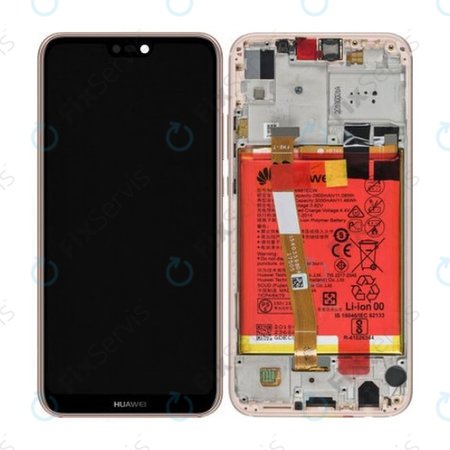 Huawei P20 Lite - LCD Displej + Dotykové Sklo + Rám + Batéria (Sakura Pink) - 02351VUW, 02351XUB, 02352CCL Genuine Service Pack