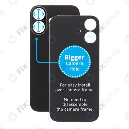 Apple iPhone 17 - Sklo Zadného Housingu so Zväčšeným Otvorom na Kameru (Black)