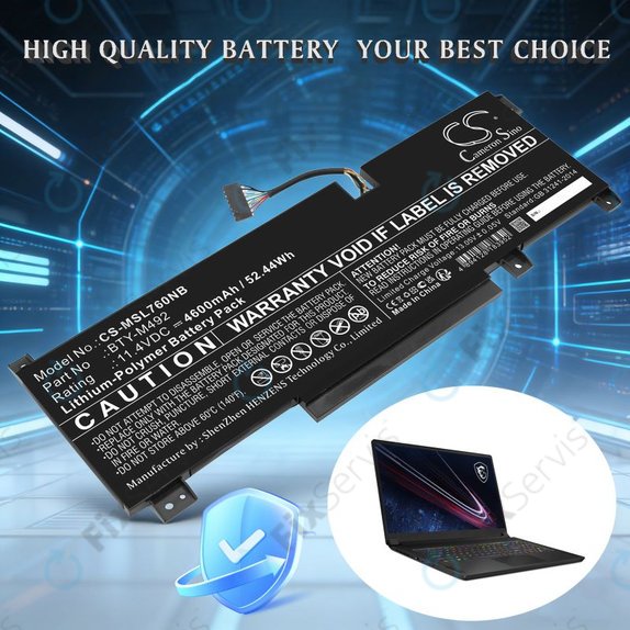 Batéria pre MSI Pulse GL76, Katana GF66, Bravo 15, Crosshair 17, 4600mAh, Li-Pol, 11.4V, BTY-M492, HQ