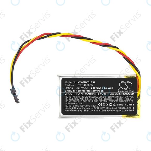 Batéria pre Mio MiVue 508, 518, 528, 538, 608, 618, 792, 230mAh, Li-Pol, 3.7V, TPC402035, HQ