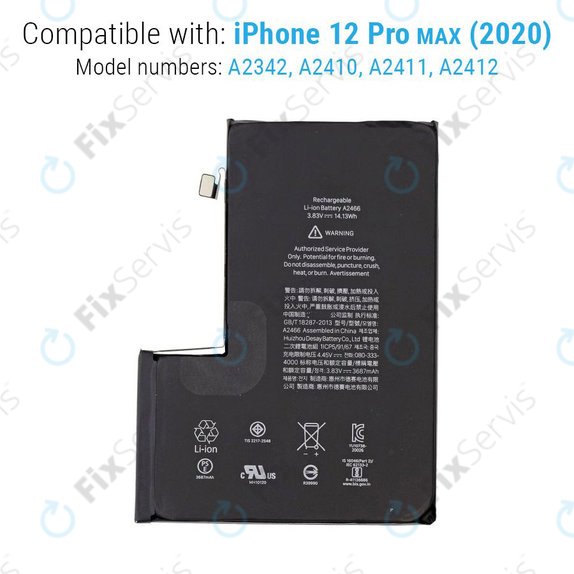 Batéria pre iPhone 12 Pro Max, 3687mAh, A2466, Service Pack