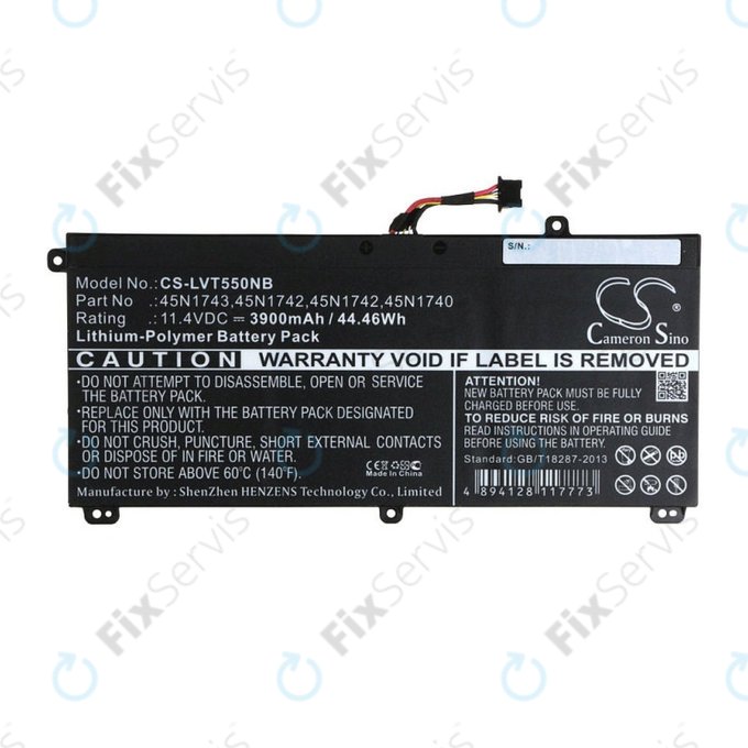 Batéria pre Lenovo ThinkPad T550, T560, W550, 3900mAh, Li-Pol, 11.4V, 45N1743, HQ