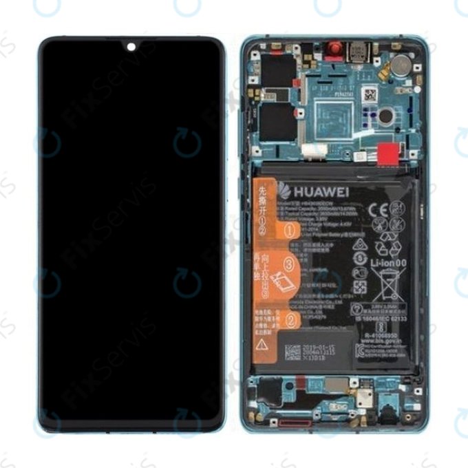 Huawei P30 - LCD Displej + Dotykové Sklo + Rám + Batéria (Aurora Blue) - 02352NLN, 02354HRH Genuine Service Pack
