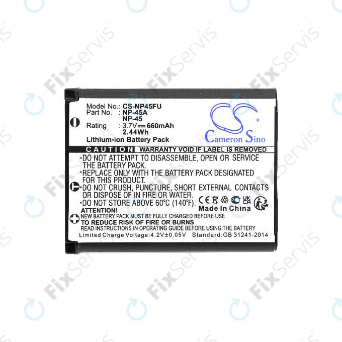 Batéria pre Leica, ALBA, Fujifilm, Avision, Praktica, Medion, 660mAh, Li-Ion, 3.7V, NP-45, HQ