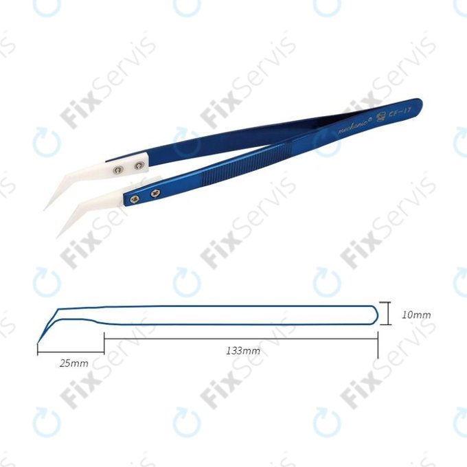 Mechanic CF-17 - Tepluvzdorná Keramická Pinzeta s Prehnutou Špičkou