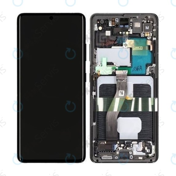 Samsung Galaxy S21 Ultra G998B - LCD Displej + Dotykové Sklo + Rám (Phantom Black) - GH82-26035A, GH82-26036A Genuine Service Pack