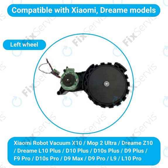 Xiaomi Robot Vacuum X10, Dreame Z10 Pro, L10 Plus, D10 Plus - Koleso s Motorom (Ľavé) (Čierne)