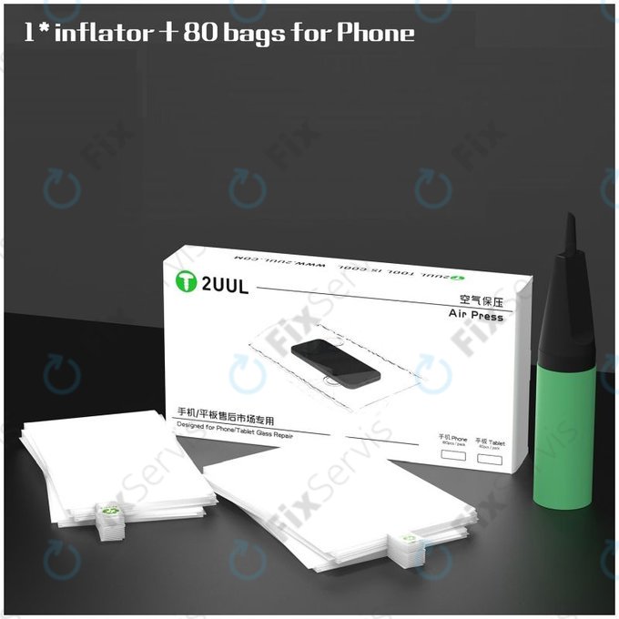 2UUL - Vzduchový Lis na Opravy Skiel Telefónov (80 Vreciek)