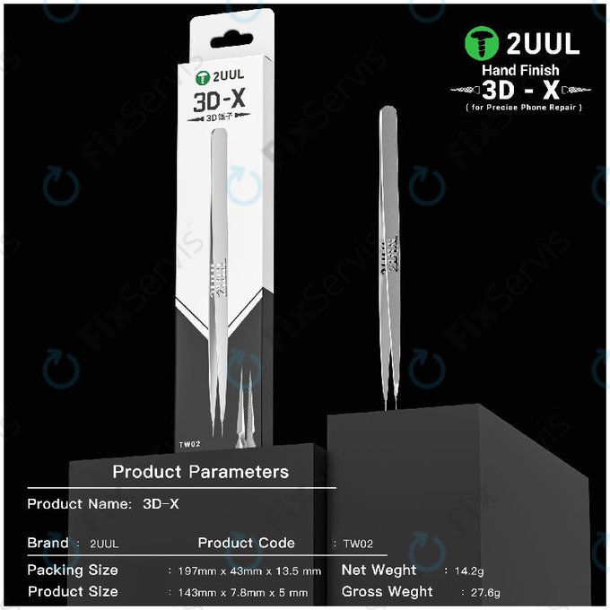 Presná pinzeta, 3D-X ručne opracovaná, 2UUL TW02