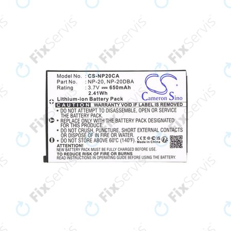 Batéria pre Casio Exilim Card Ex-S880, 650mAh, Li-Ion, 3.7V, NP-20, HQ