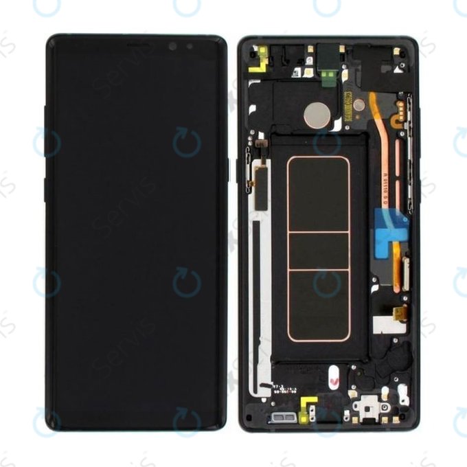 Samsung Galaxy Note 8 N950F - LCD Displej + Dotykové Sklo + Rám (Midnight Black) - GH97-21065A, GH97-21108A, GH97-21066A Genuine Service Pack