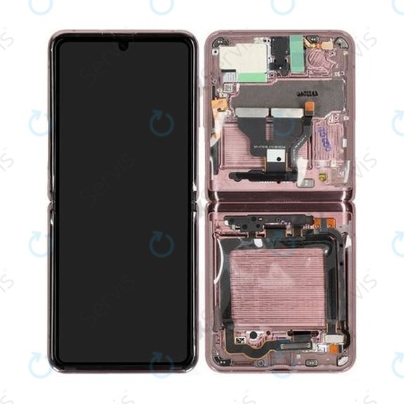 Samsung Galaxy Z Flip 5G F707B - LCD Displej + Dotykové Sklo + Rám (Mystic Bronze) - GH82-23351B Genuine Service Pack