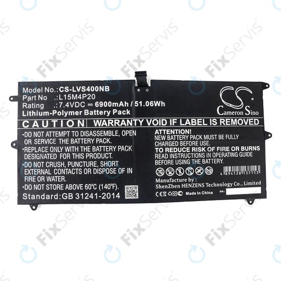 Batéria pre Lenovo Yoga 4S, 900S, 6900mAh, Li-Pol, 7.4V, L15M4P20, HQ