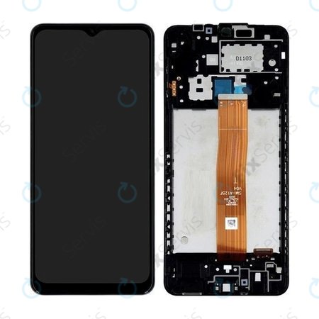 Samsung Galaxy A12 A125F, A022F - LCD Displej + Dotykové Sklo + Rám (Black) - GH82-24490A, GH82-24491A Genuine Service Pack