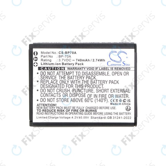 Batéria pre Samsung ES, ST, 740mAh, Li-Ion, 3.7V, BP-70A, HQ