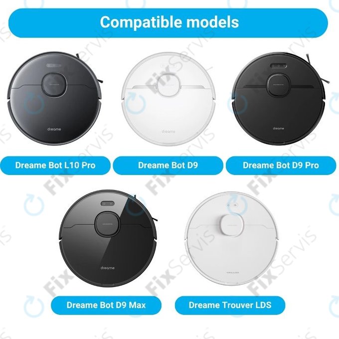 Sada náhradných dielov pre Xiaomi Dreame Bot L10 Pro, D9, D9 Pro, D9 Max, Trouver LDS (1x Hlavná kefa, 2x Filtre, 2x Bočné kefy, 2x Mopovacie utierky)