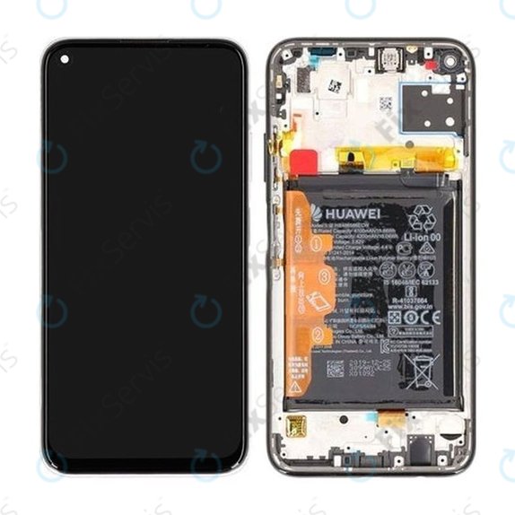 Huawei P40 lite - LCD Displej + Dotykové Sklo + Rám + Batéria (Breathing Crystal) - 02353KFV Genuine Service Pack