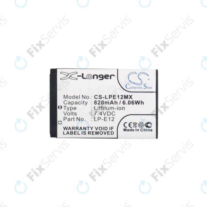 Canon EOS 100D, M, M2, M10, M50, M100, Kiss X7, SL1, PowerShot SX70 HS, Rebel SL1 - Batéria LP-E12 Li-Ion 820mAh HQ