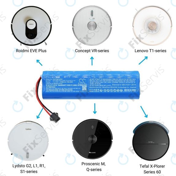 Xiaomi Roidmi EVE Plus, Viomi, Lydsto, Proscenic, Tefal - Batéria NR18650 M26-4S2P, SUN-INTE-181, H18650CH-4S2P Li-Ion 14.4V 6700mAh HQ