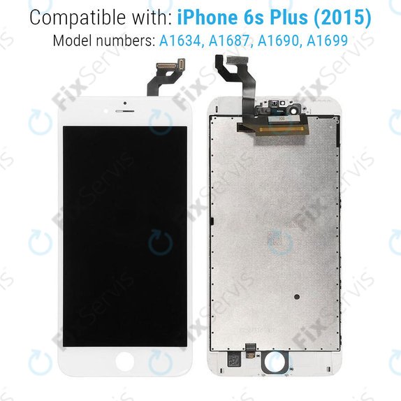 Displej pre iPhone 6S Plus, White, Dotykové sklo s rámom