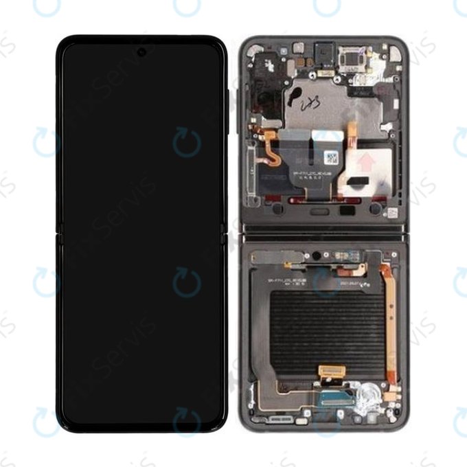Samsung Galaxy Z Flip 3 F711B - LCD Displej + Dotykové Sklo + Rám (Phantom Black) - GH82-26273A, GH82-27243A, GH82-27244A Genuine Service Pack