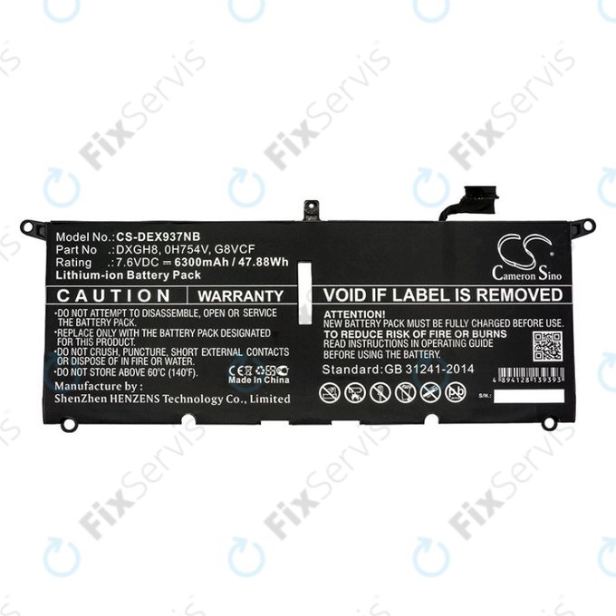 Batéria pre Dell XPS 13 9370, 6300mAh, Li-Ion, 7.6V, DXGH8, HQ