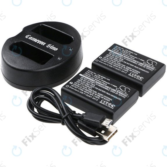 Batéria 2ks s nabíjačkou pre Nikon Coolpix P7000, P7700, D3100, D3200, D5100, 1030mAh, Li-Ion, 7.4V, EN-EL14, HQ