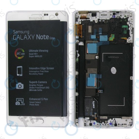 Samsung Galaxy Note Edge N915FY - LCD Displej + Dotykové Sklo + Rám (White) - GH97-16636B Genuine Service Pack