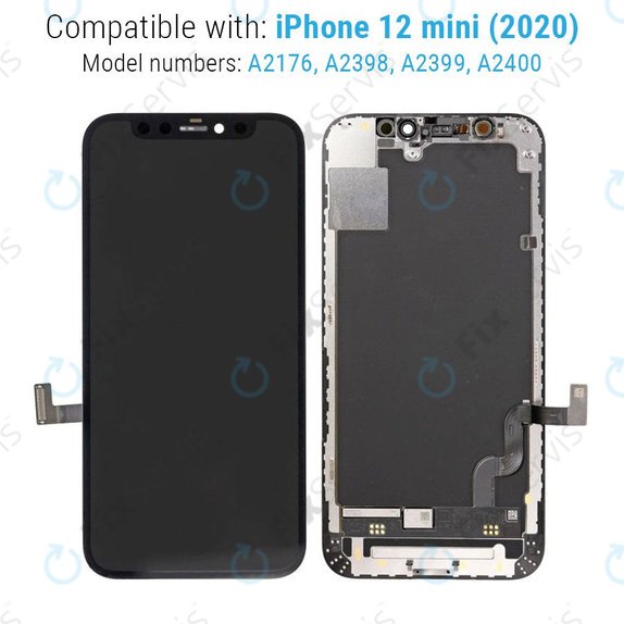 Displej Hard OLED pre iPhone 12 Mini, Dotykové sklo s rámom, FixPremium