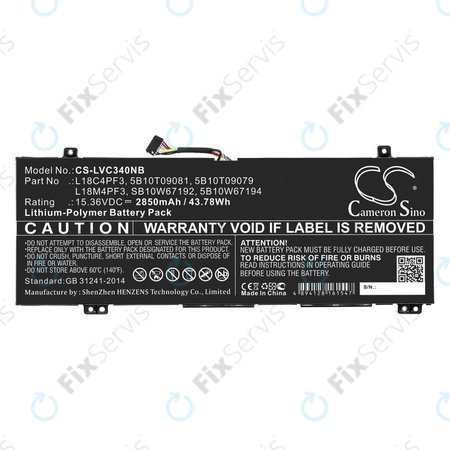 Batéria pre Lenovo Ideapad C340, Ideapad Flex, 2850mAh, Li-Pol, 15.36V, L18C4PF3, HQ